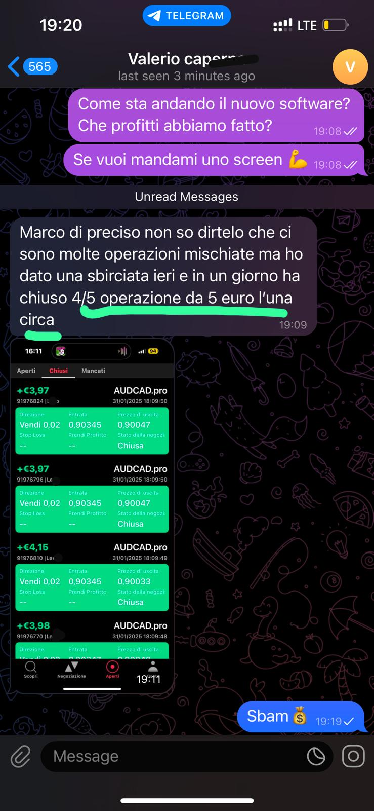 4/5 operazioni in profitto — Valerio